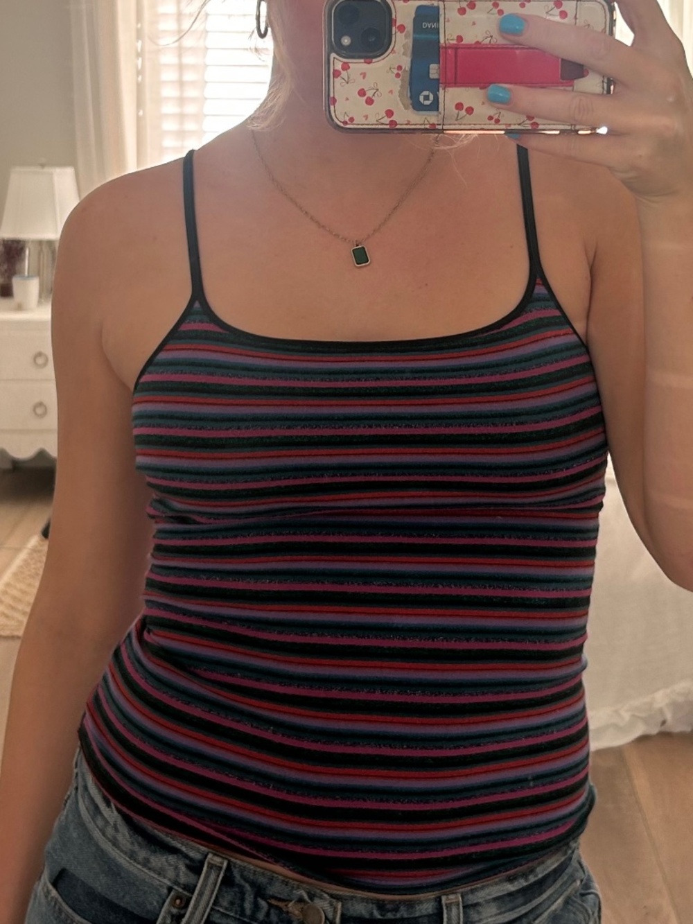 Colored stripe glittery tank